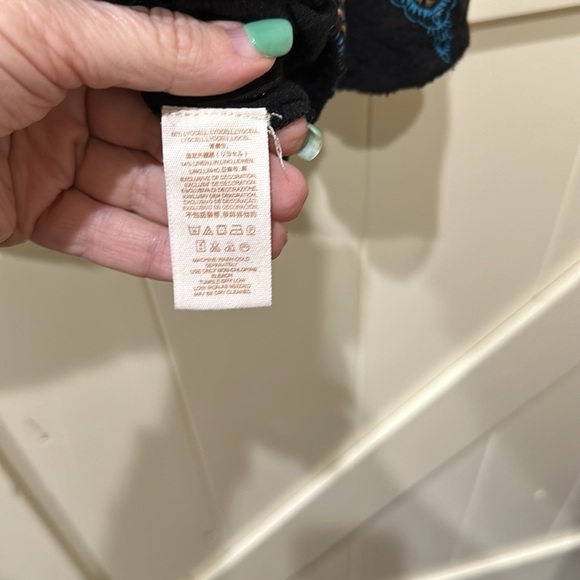 Free People beautiful blouse. Black, turquoise and tan. - Picture 5 of 5